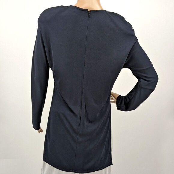 Vintage Yeohlee New York Tunic Blouse Navy Blue Shoulder Pads Size Large - Picture 4 of 14